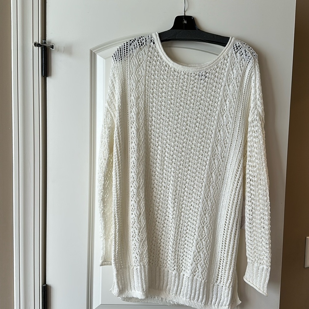 Off white open stitch pullover sweater